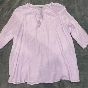 Lavender blouse.